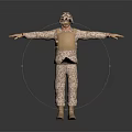 Game Movie Character In Military Camouflage Uniform With Helmet Tactical Vest And Arms Outstretched Pose