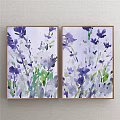 Watercolor Plant Paintings With Lavender Flowers Green Leaves And Wooden Frames