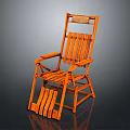Orange Wooden Folding Chair With Striped Backrest And Footrest Design