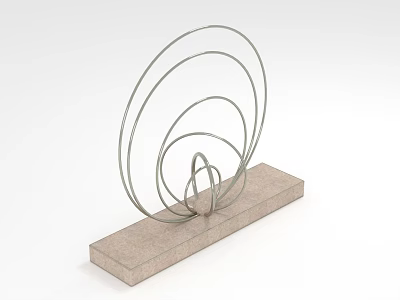 Modern Metal Circular Rings Ornament Decoration Set With Stone Base For Home Decor 3d model