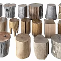 Rustic Tree Stump Wooden Stools with Natural Wood Texture and Various Designs