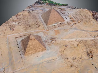 Ancient Egyptian Pyramids Architectural Structure In Desert Landscape With Historical Ruins 3d model