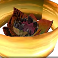 Lotus Like Flower With Red And Green Gradient Petals And Dark Center