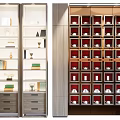 Modern Decorative Cabinet With Glass Doors Shelves Drawers And Display Compartments