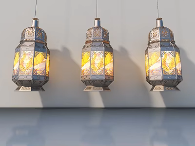Modern Hinged Door Design With Intricate Patterns And Warm Yellow Lighting 3d model