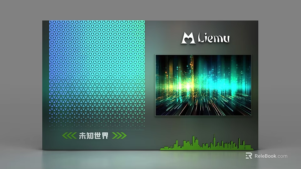 Liemu Commercial Digital Display With Futuristic World Visuals And City Skyline Design 3d model 