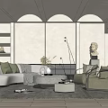 Modern sofa coffee table combination 3d model