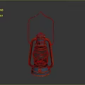 Vintage Kerosene Lamp Design With Blue Red Metal Frame And Glass Shade