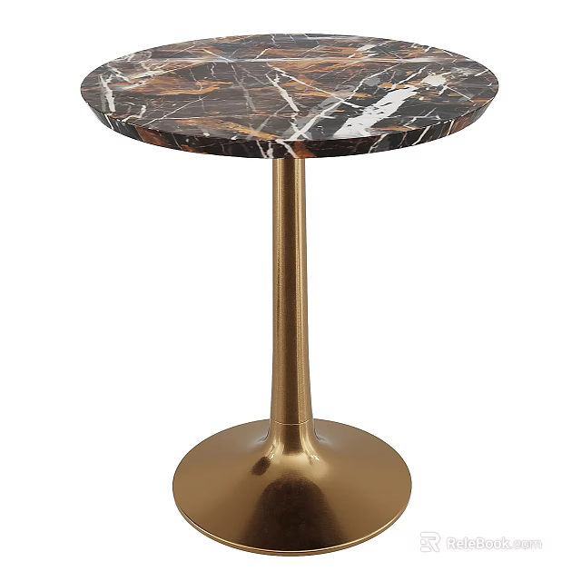 Elegant Modern Side Table With Marble Top And Gold Metal Leg Design 3d model 