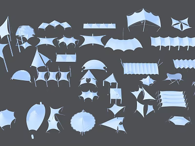 Tensile Membrane Collection of Various Architectural Structure Designs in Different Shapes 3d model