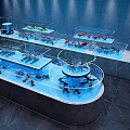 Modern Seafood Display Counter With Glass Tanks And Fresh Seafood In Restaurant