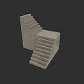 Concrete Staircase With L shaped Structure Simple Design And 3D Rendering Details 3d model