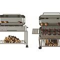 Portable Outdoor Wood Fired Grills With Stainless Steel Structure And Firewood Storage