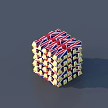 Union Jack Themed Layered Square Cake with Red White Blue and Yellow Decorations