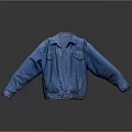 Blue Denim Jacket With Button Front Long Sleeves Casual Style Isolated On Dark Background