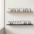 Wall Mounted Wine Rack With Light Dark Wood Metal Accents Holding Neatly Arranged Bottles