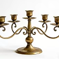 Vintage Brass Candelabra With Multiple Candle Holders And Ornate Curved Design