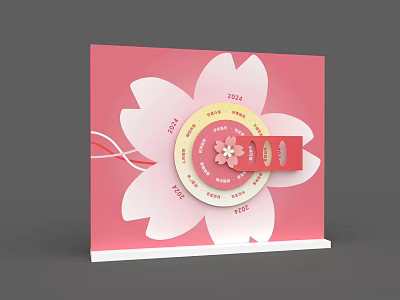 Cherry Blossom Photo Check-in Spot With Pink Background And Circular Decoration 2024 3d model