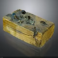 Natural Wood Decorative Box With Colorful Stone Accents And Rustic Texture
