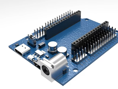 Industrial Circuit Board Equipment with USB Port Capacitors and Pins Electronic Components on Blue Board 3d model