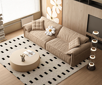 modern double sofa cream double sofa 3d model