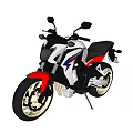 Stylish Modern Sport Motorcycle With White Red Blue Body Black Seat And Golden Wheels