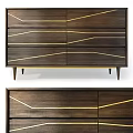Modern Wooden Dresser Design With Dark Wood Gold Lines And Multiple Drawers