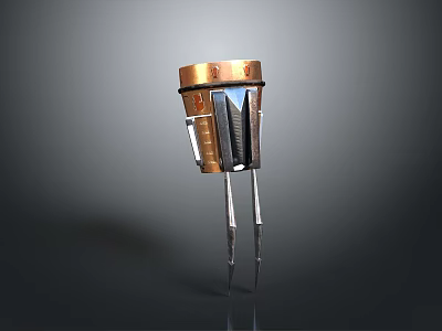 Engineer Observing Insect Inspired Electronic Component With Copper Top And Three Pins 3d model