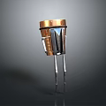 Engineer Observing Insect Inspired Electronic Component With Copper Top And Three Pins