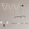 Modern Geometric Pendant Lights With Linear And Circular Shapes For Interior Decor 3d model