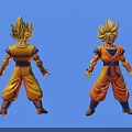Super Saiyan Goku Game Anime Character Action Figure Front Back View With Orange Outfit