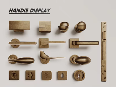 Various Brass Door Handles With Different Styles And Designs On 3d model