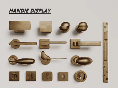 French Retro Metal Door Handle Round Handle 3d model