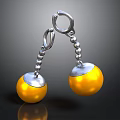 Elegant Silver Hook Earrings Design With Beaded Chain And Yellow Pearl Balls