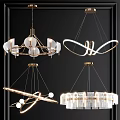 Modern Contemporary Chandeliers With Golden Frames Glass Balls And Ring Designs