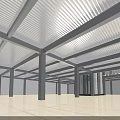 Spacious Industrial Factory Building Featuring Steel Structure Columns Roof Trusses And Windows