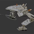 Sci Fi Mechanical Creature With Detailed Four Legged Metallic Structure And Orange Accents
