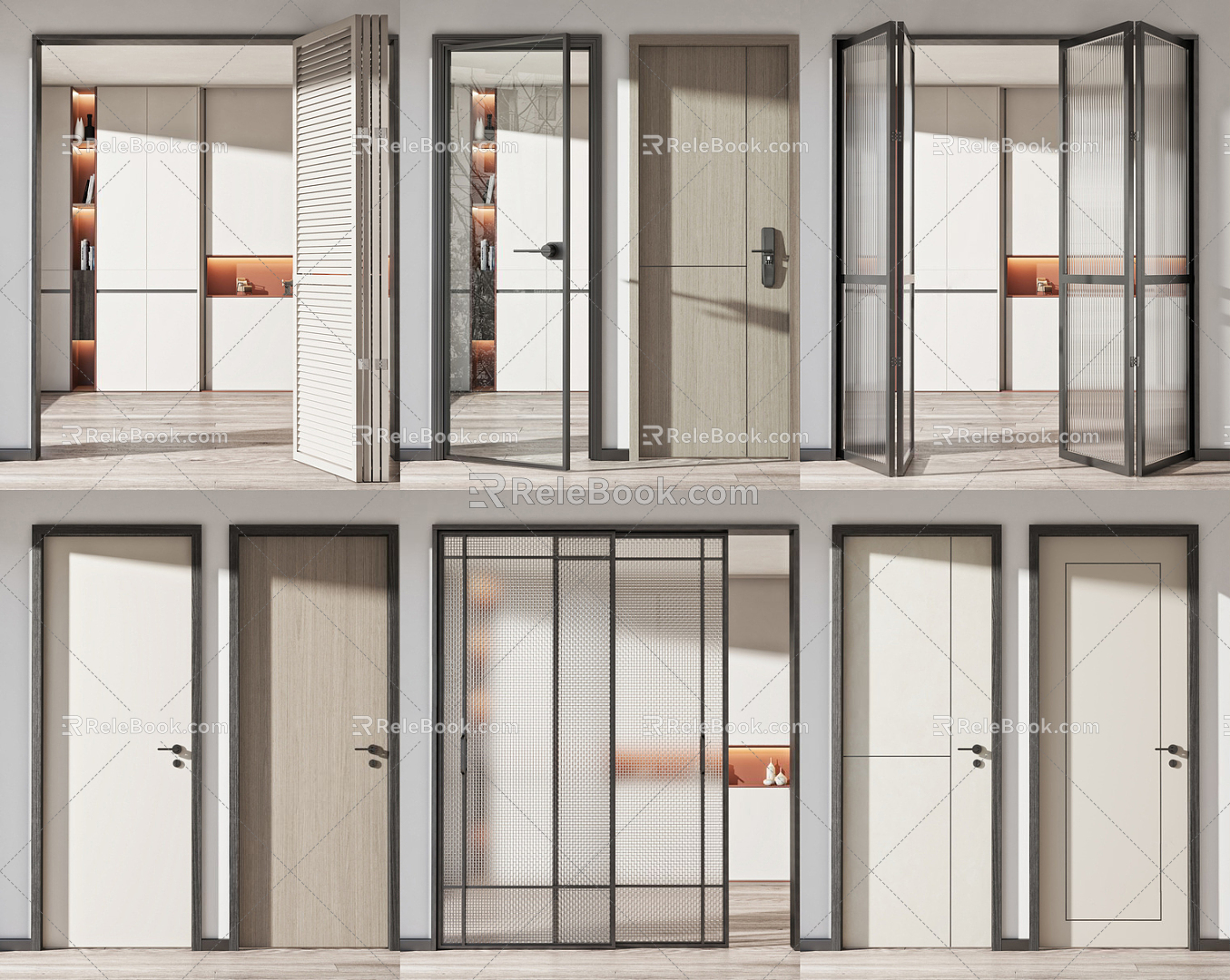 Modern folding door single door model