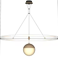 Modern Circular Pendant Light With Hanging Sphere Metallic Frame And Soft Glow 3d model