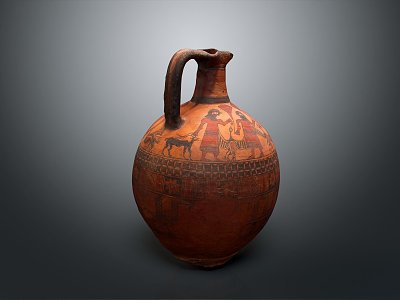 Ethnic Style Pottery Pot Greek Vase Decorative Bottle Ancient Greece Decorative Bottle Ancient Greece Vase 3d model