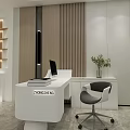Modern Dental Clinic Interior Design With Blue Dental Chair And White Reception Desk