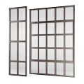 Various Casement Windows With Grid Patterns Black Frames And Open Close Styles 3d model