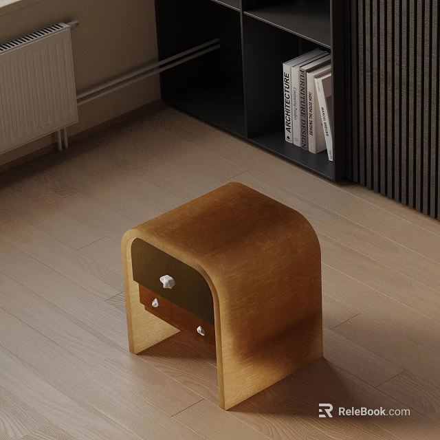 Modern Wooden Bedside Table Design With Drawer And Smooth Surface 3d model 