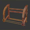 Orange Rusty Metal Industrial Frame With Cross Beams And Brackets
