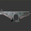 Stone Arch Bridge Model with Detailed Stone Masonry Miniature Railings and Path Underneath