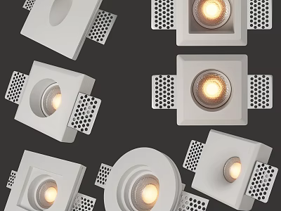 Modern White Downlights And Spotlights With Square Round Design For Indoor Lighting 3d model