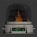 Modern Simulated Flame Device With Transparent Dome Burning Element Control Panel And Metal Base