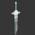 Red And Black Fantasy Sword With Glowing Red Details And Ornate Design