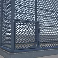 Blue Metal Mesh Decorative Ornament Set With Roofed Design Base Pedestal And Signboard