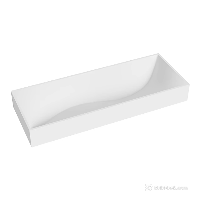 Sleek White Rectangular Countertop Washbasin with Modern Minimalist Design for Bathroom 3d model 